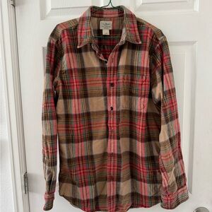 L.L. Bean Casual Plaid Shirt - Red, Green, and Tan